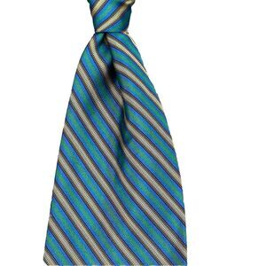 Robert‎ Talbott Best Of Class Silk Tie Green Rep Striped Hand Sewn Made USA Corp